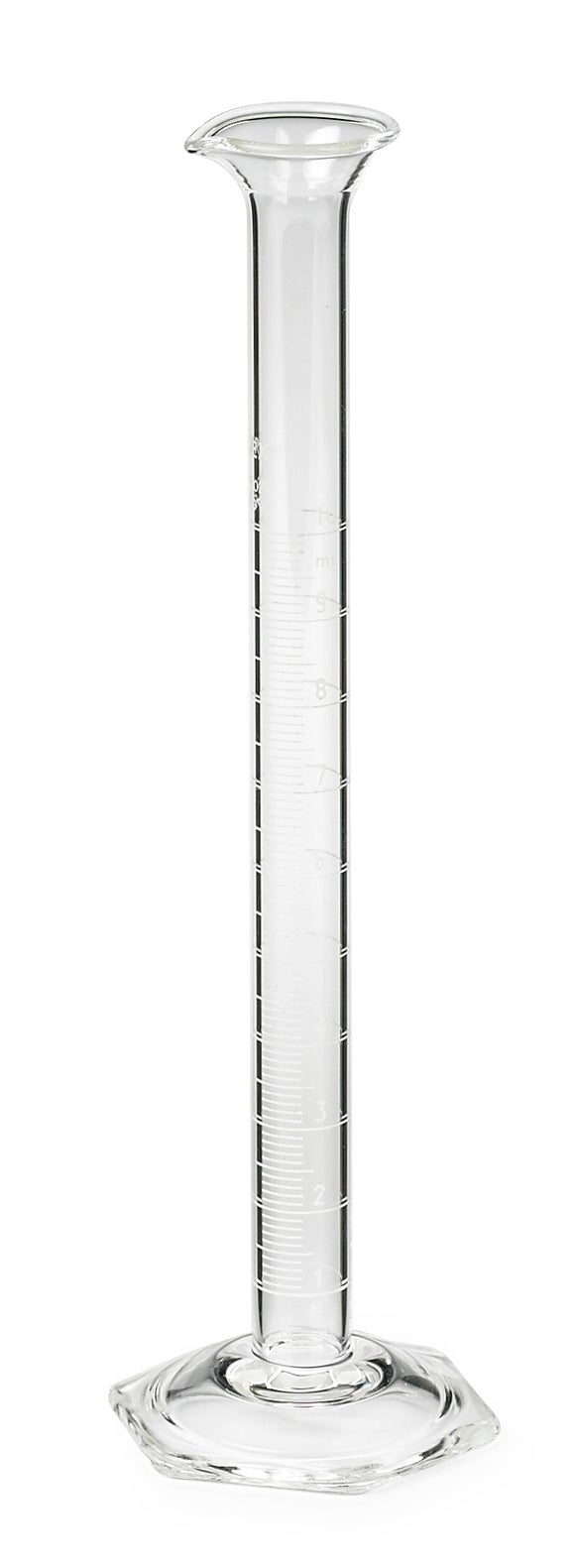 Cylinder, graduated, 10 mL +- 0. 1 mL, 0.2 mL divisions (white markings)