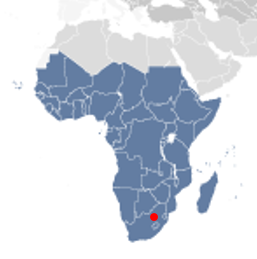 Geographical Reach for Service on a Map of Sub-Saharan Africa with marked Hach office in Johannesburg. 